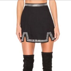 Forever 21 black studded mini skirt suede with slits high rise - M
